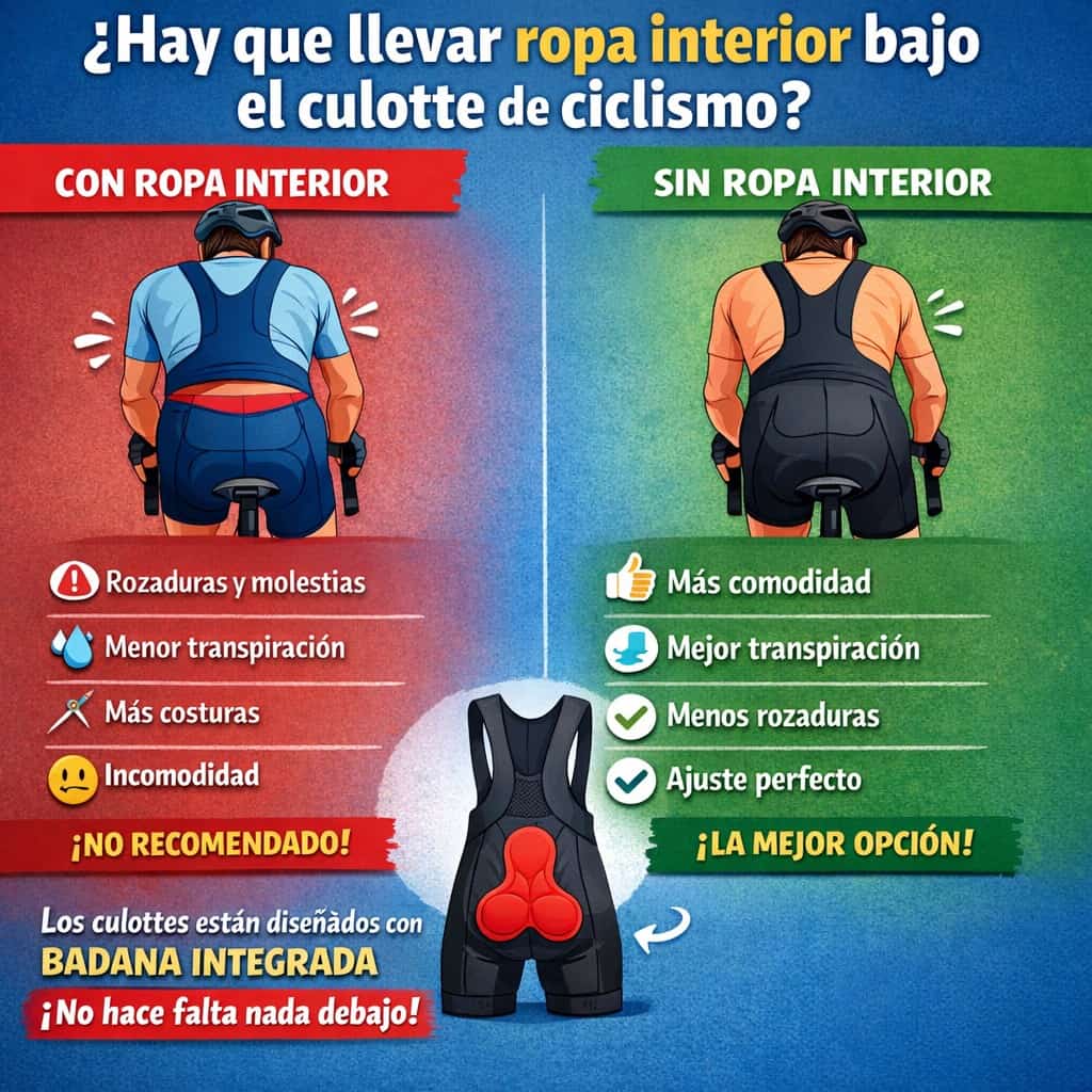 Hay que llevar ropa interior bajo el culotte de ciclismo