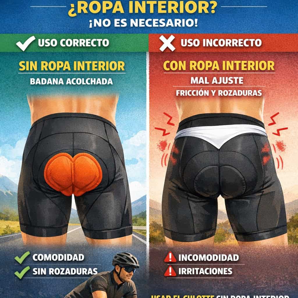 Hay que llevar ropa interior bajo el culotte de ciclismo