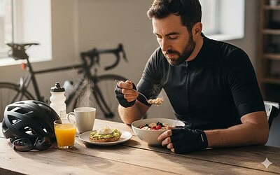 El desayuno ciclista antes de la salida