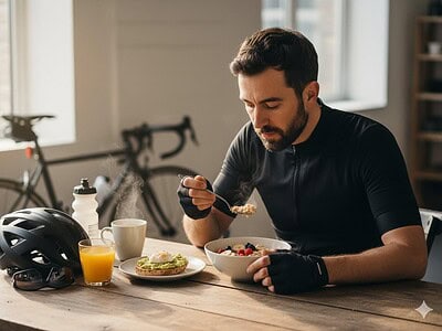 El desayuno ciclista antes de la salida