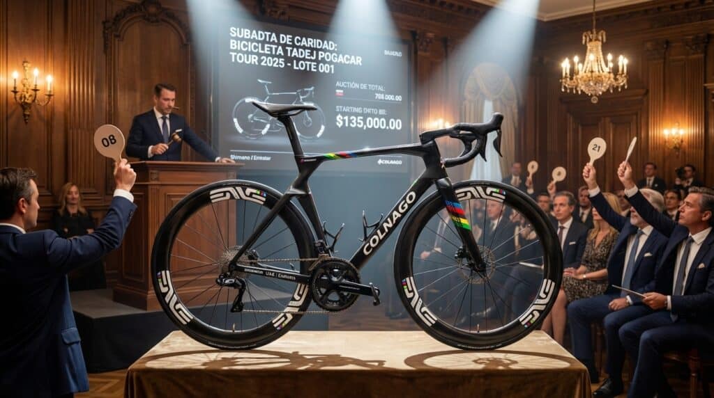 Se subasta la bicicleta de Tadej Pogacar del Tour 2025