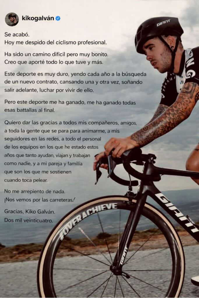 Kiko Galván manda un mensaje de despedida en redes