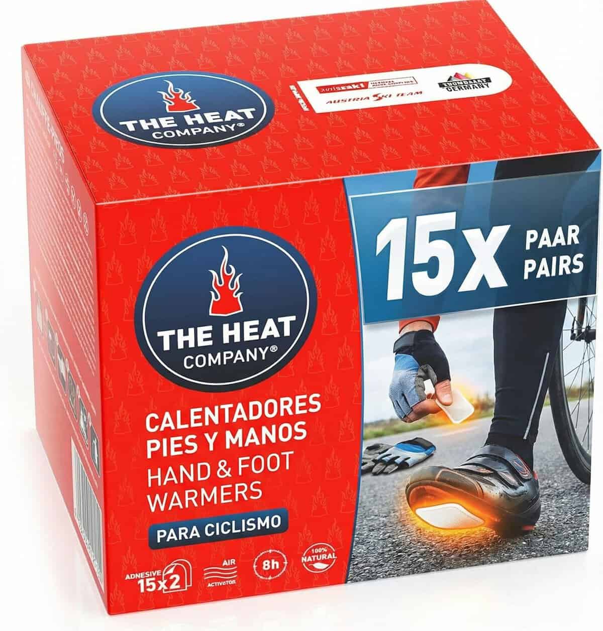 Parches calentadores de pies y manos para ciclismo