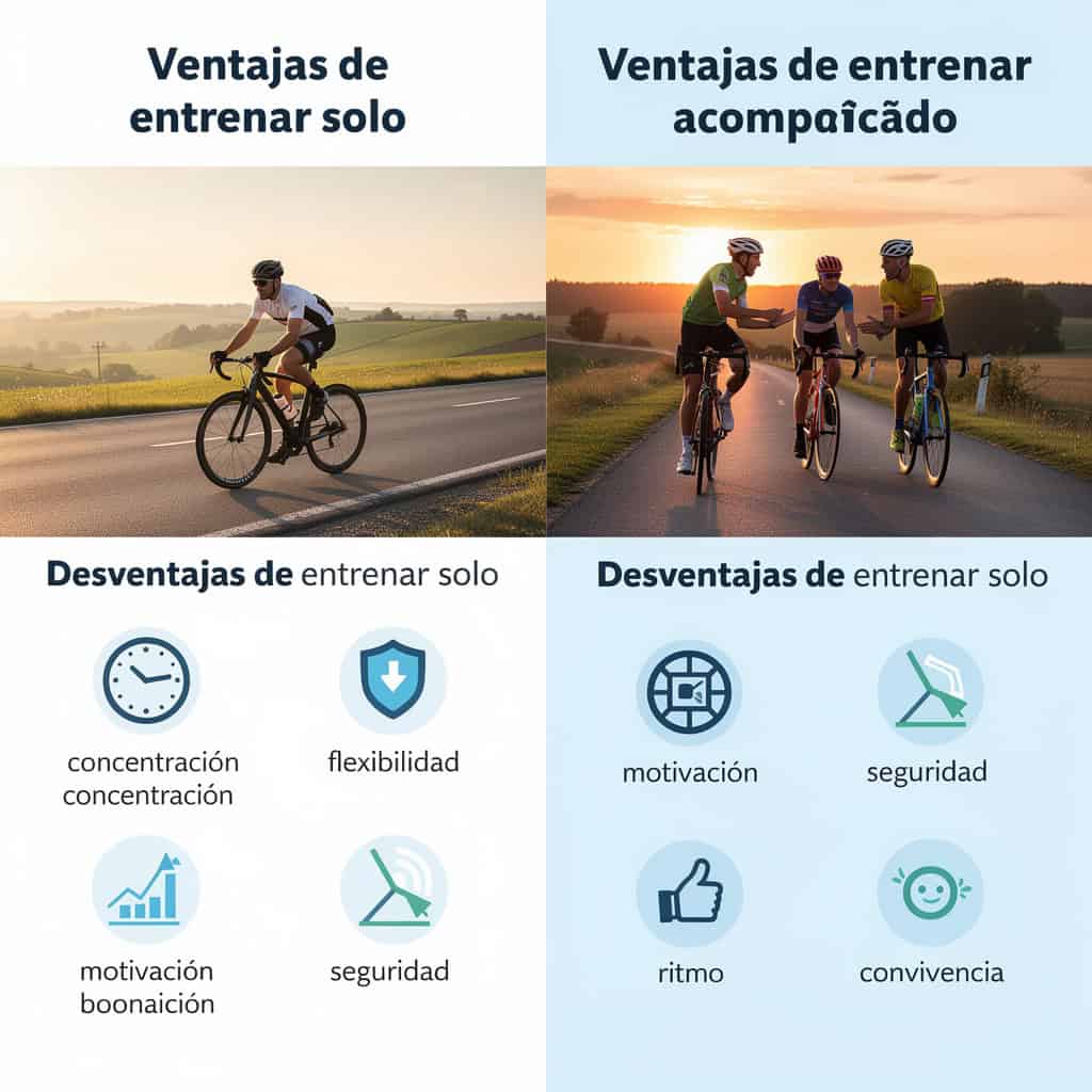 Ventajas y desventajas de entrenar solo y acompañado en bici