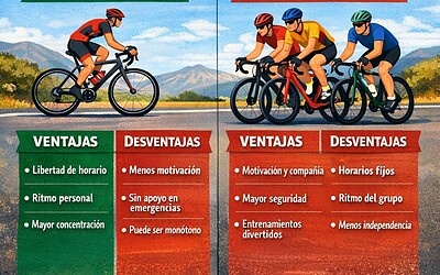 Ventajas y desventajas de entrenar solo y acompañado en bici