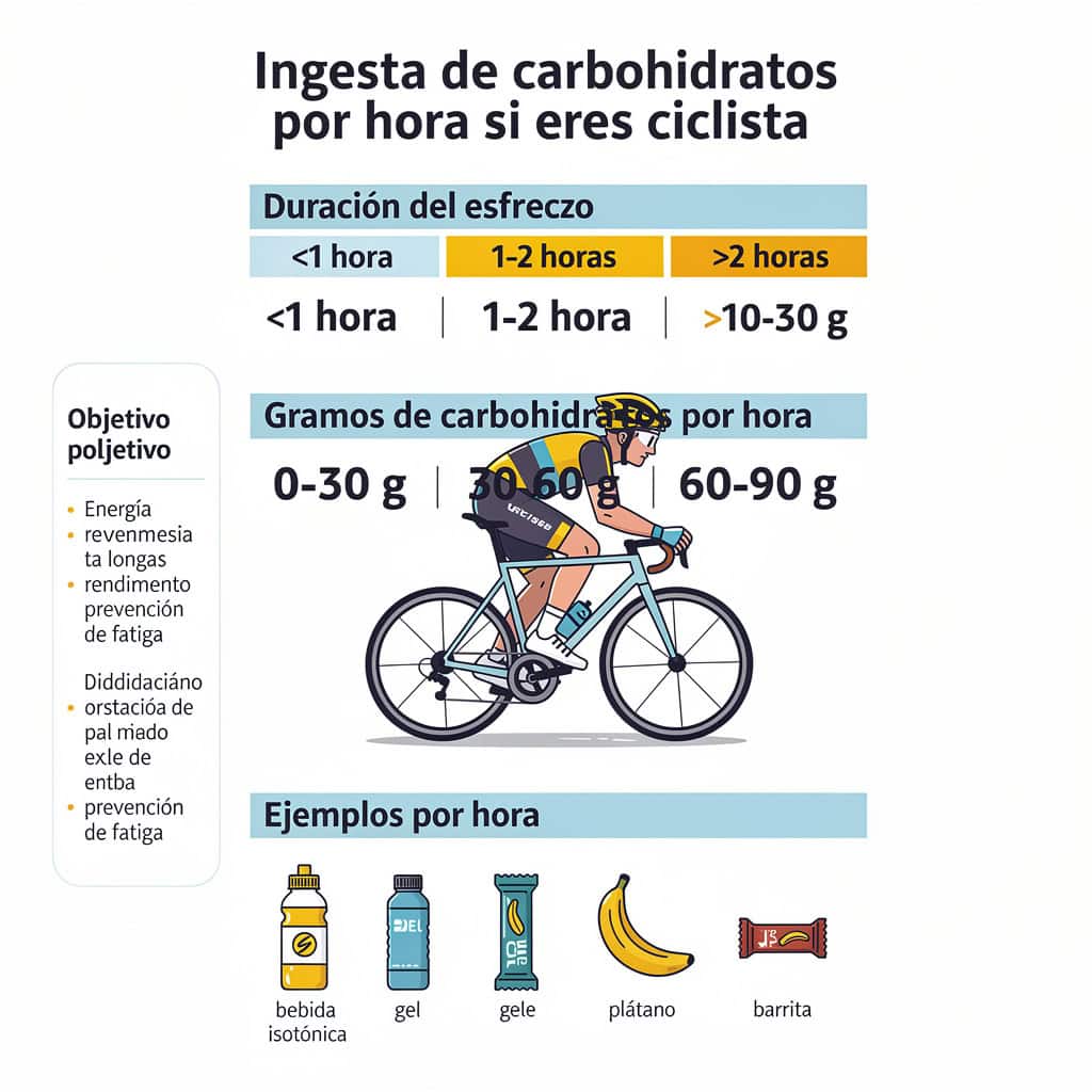 Ingesta de carbohidratos por hora si eres ciclista