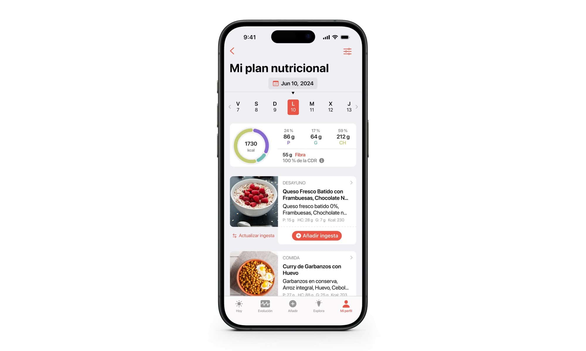 Plan nutricional personalizado generado por Glucovibes adaptado a un ciclista