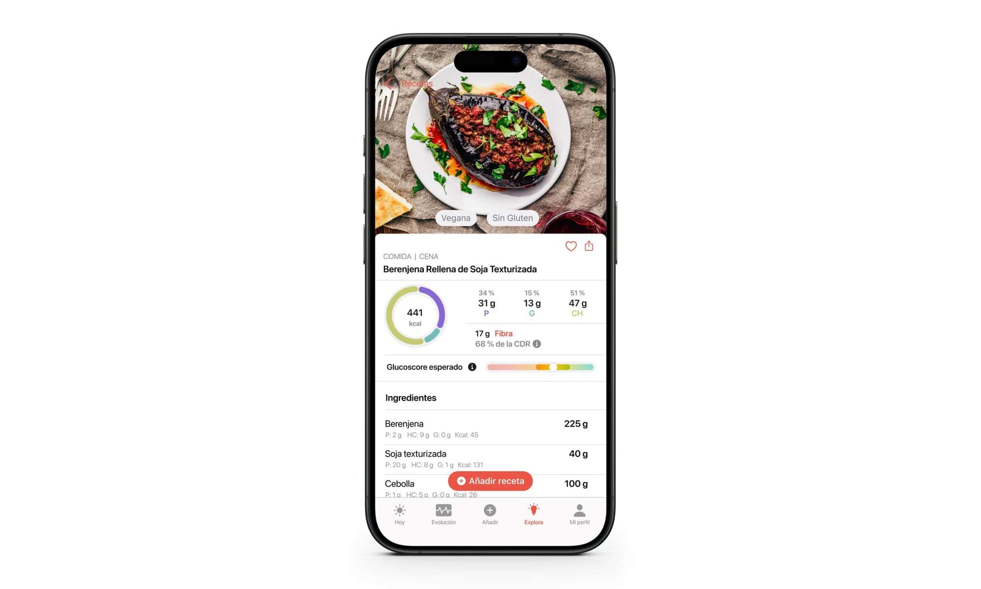 Recetas personalizadas calibradas metabólicamente en la app Glucovibes
