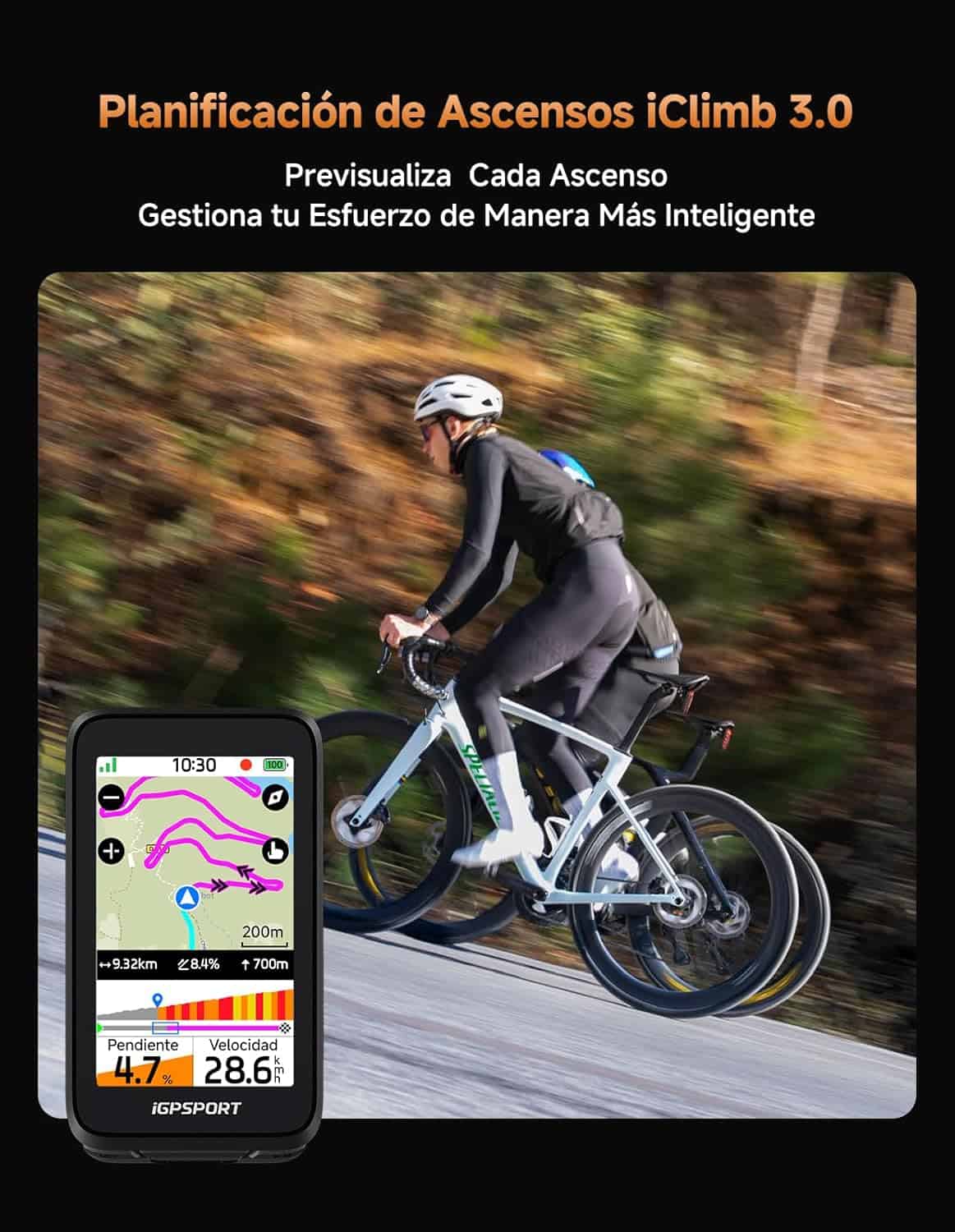 iGPSPORT BiNavi mapas y recálculo de ruta