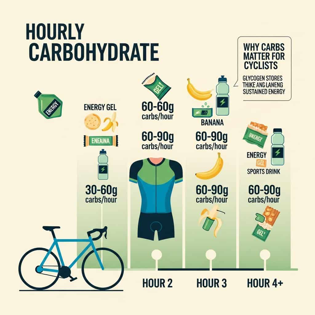Ingesta de carbohidratos por hora ciclista nutrición deportiva