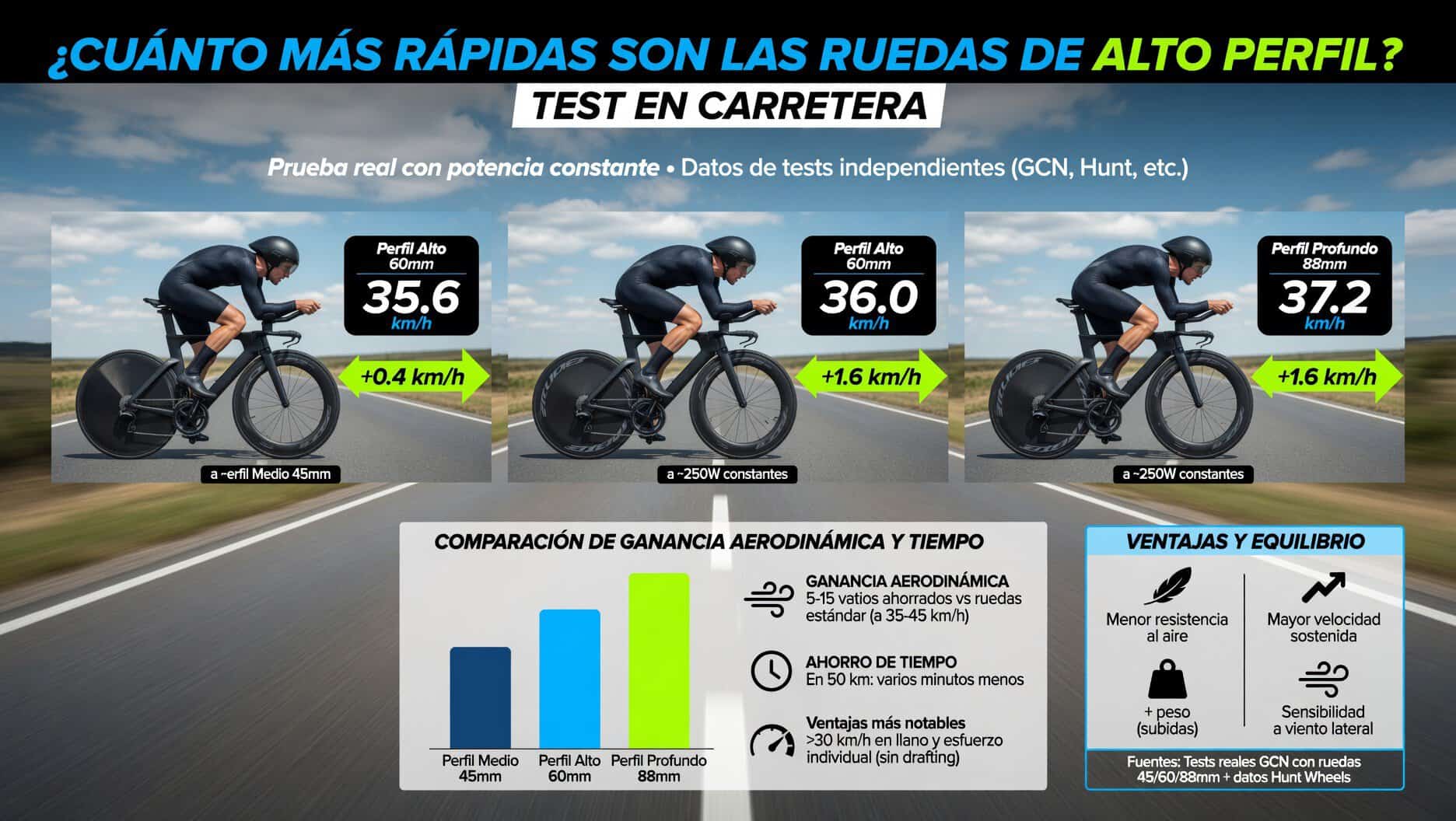 Penalizaciones ruedas perfil alto ciclismo carretera
