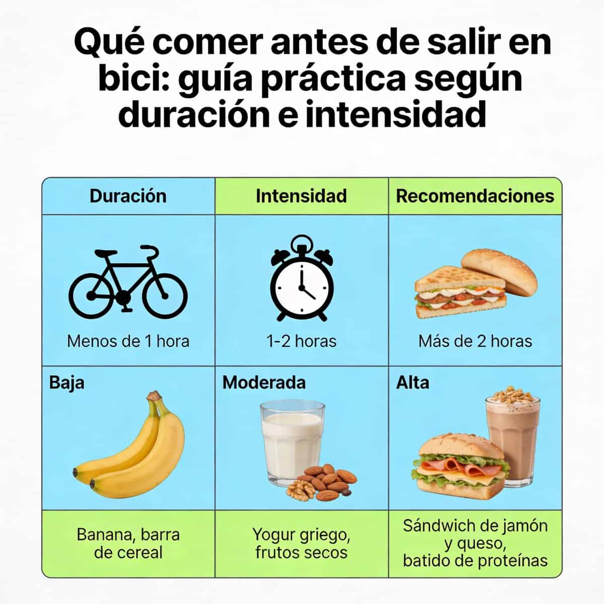 Desayuno ciclista ideal antes de una salida de 2 a 3 horas en bici