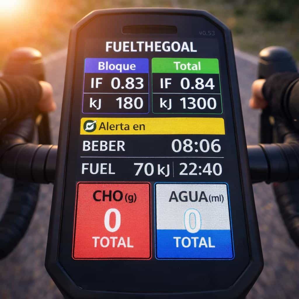 FuelTheGoal campo de datos IQ Garmin nutrición en ruta