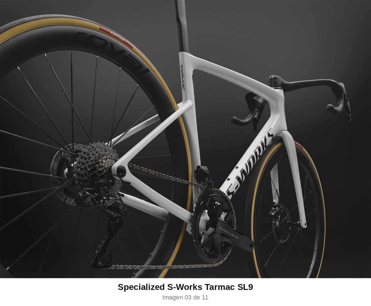 Detalle de la zona trasera y el cuadro de carbono FACT 12r de la Specialized S-Works Tarmac SL9