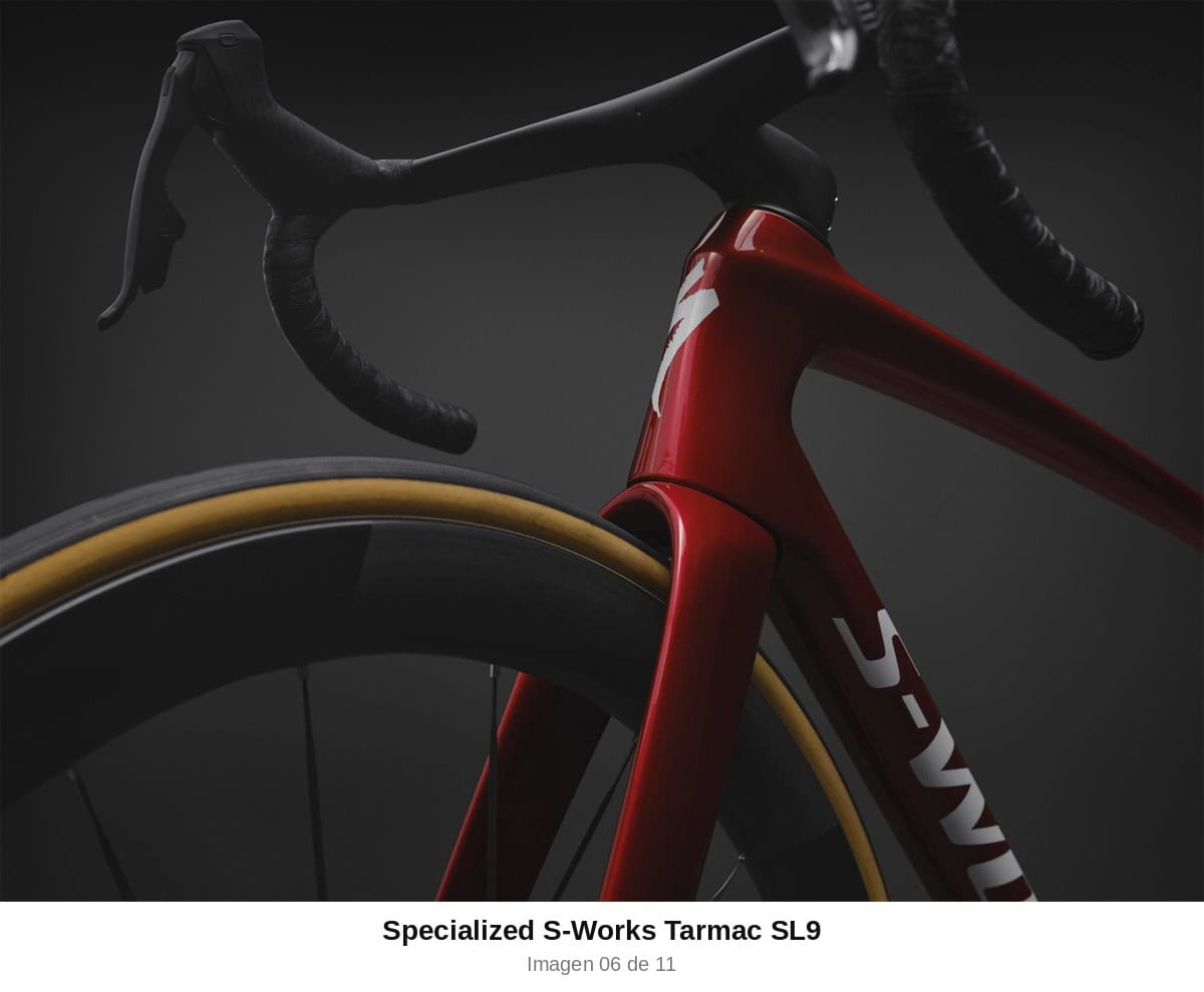 Detalle del Speed Sniffer y la pipa de dirección de la Specialized S-Works Tarmac SL9