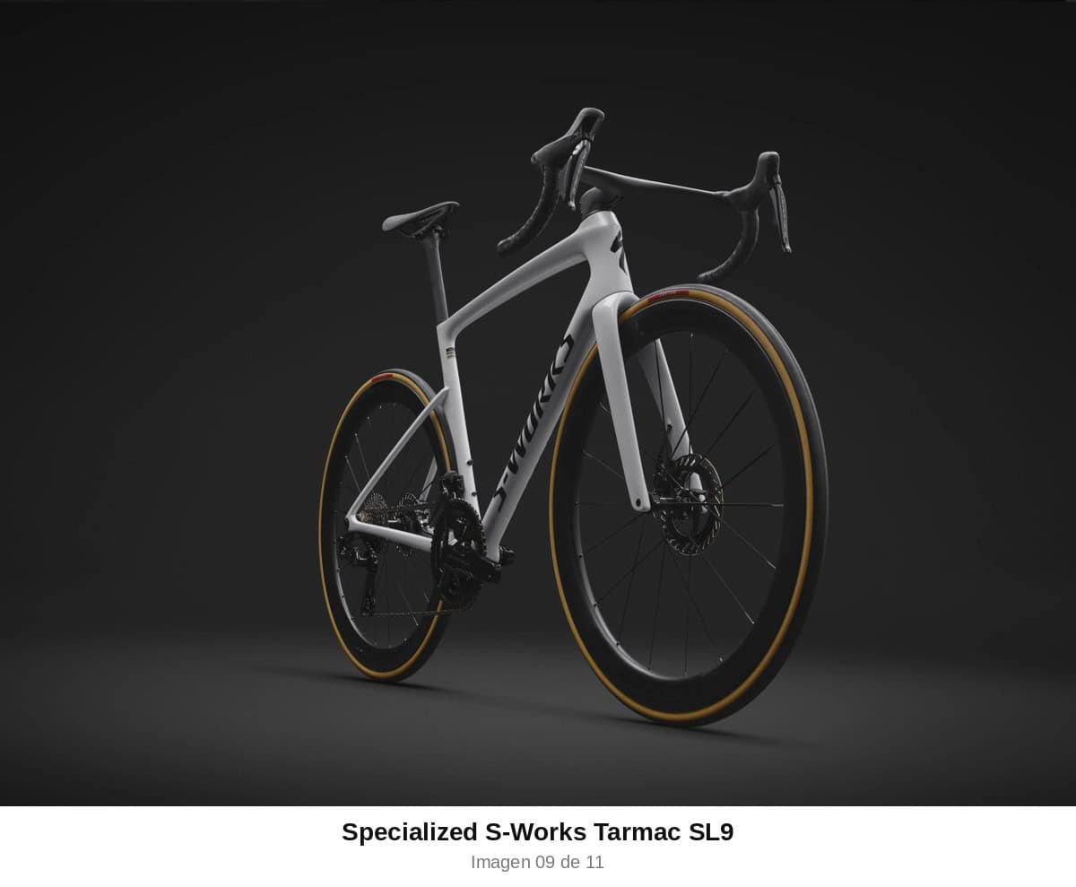 Specialized S-Works Tarmac SL9 colorway blanco, vista de tres cuartos frontal