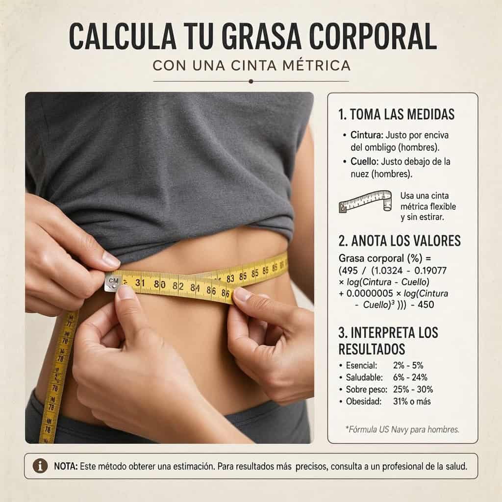 Pasos para medir la grasa corporal con cinta métrica