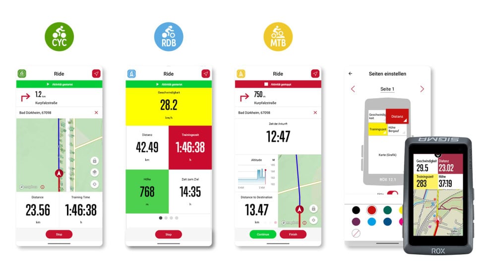 Aplicación de ciclismo en smartphone — navegación GPS y análisis de entrenamiento para ciclistas