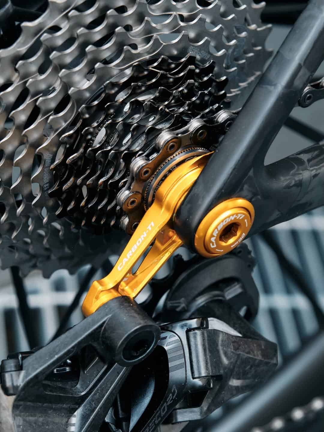 Detalle Carbon-Ti X-Rotor Steel-Carbon y Alpitude sillín carbono en build ultraligero