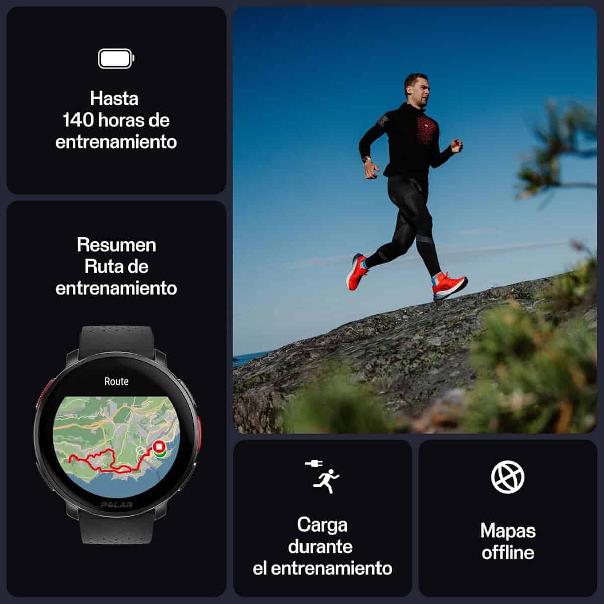 Polar Vantage V3 reloj multideporte GPS para ciclistas — pantalla AMOLED 1,39 pulgadas y tecnología Polar Elixir Biosensing