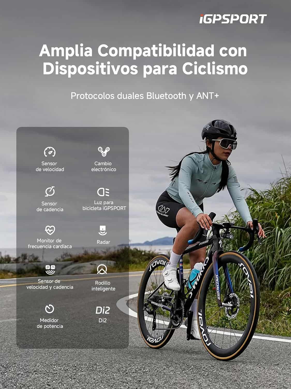 iGPSPORT BSC200S pantalla TFT color con datos de entrenamiento