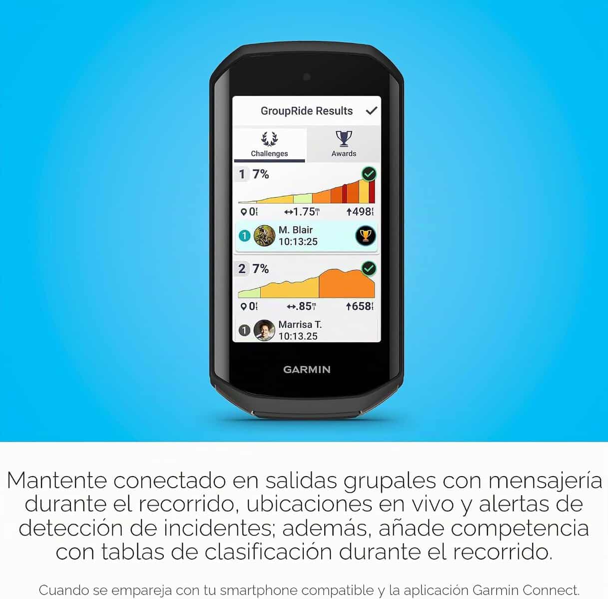 Vista lateral del Garmin Edge 1050 y su soporte