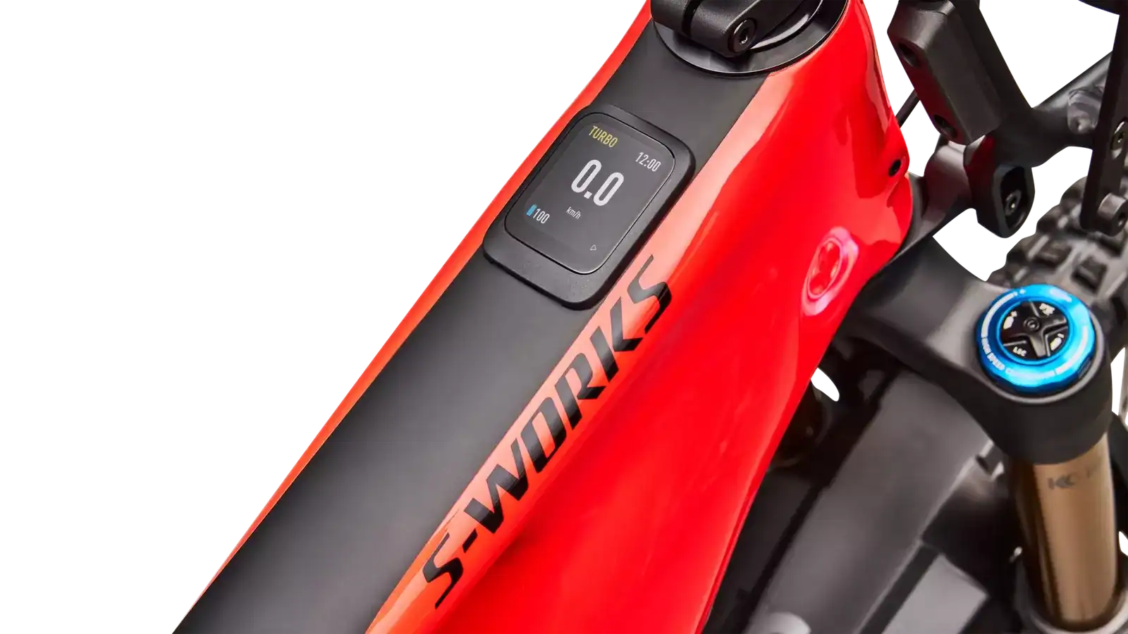 Detalle de la pantalla TCU MasterMind de la Specialized Levo 4 X en el tubo superior