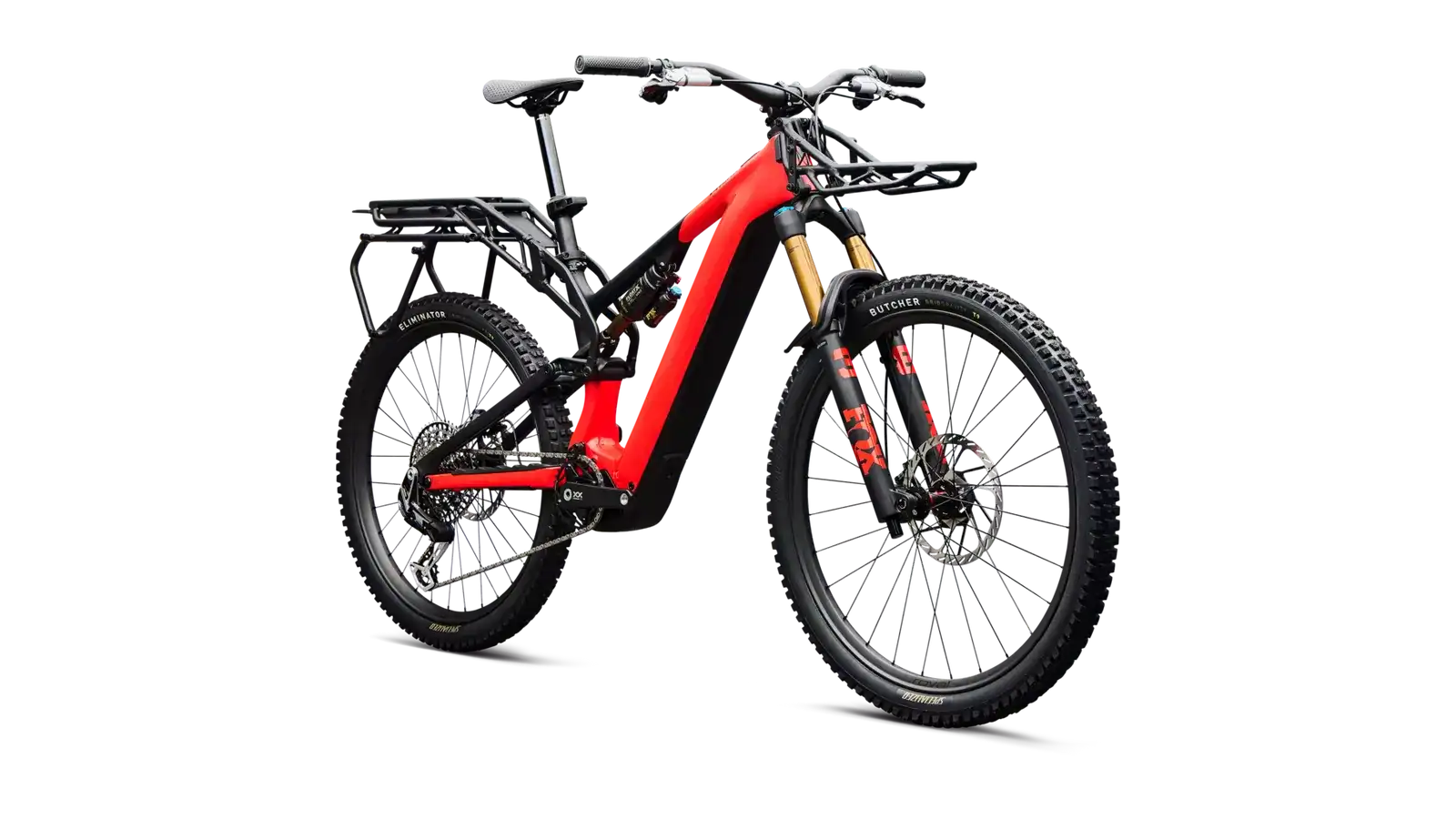 Specialized Levo 4 X — vista tres cuartos delantera con portaequipajes