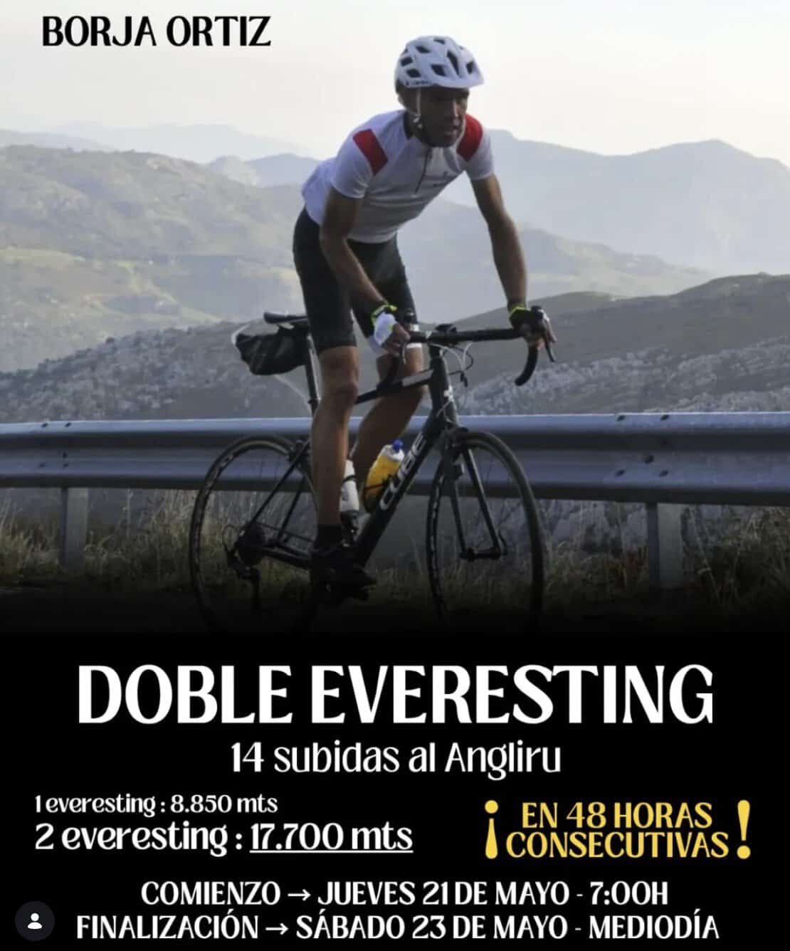 Borja Ortiz durante las 14 subidas consecutivas al Angliru