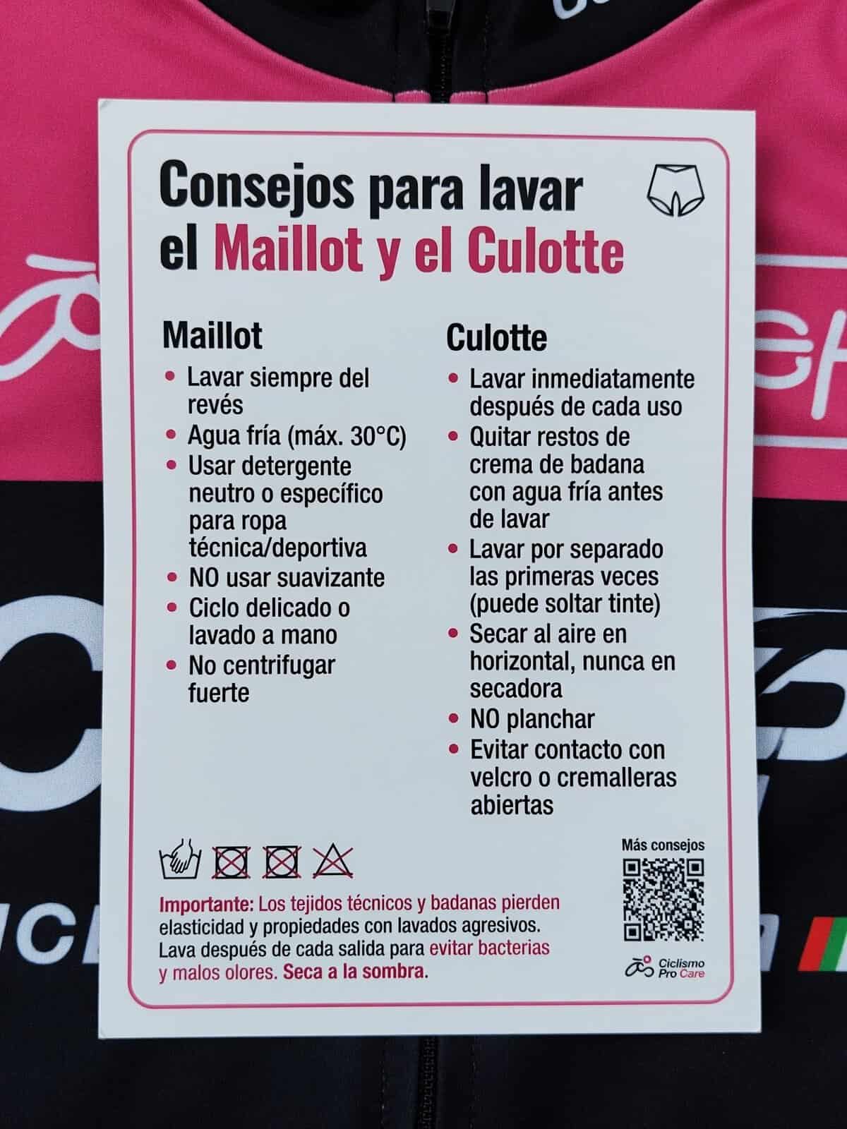 Temperatura y programa de lavado para ropa de ciclismo técnica