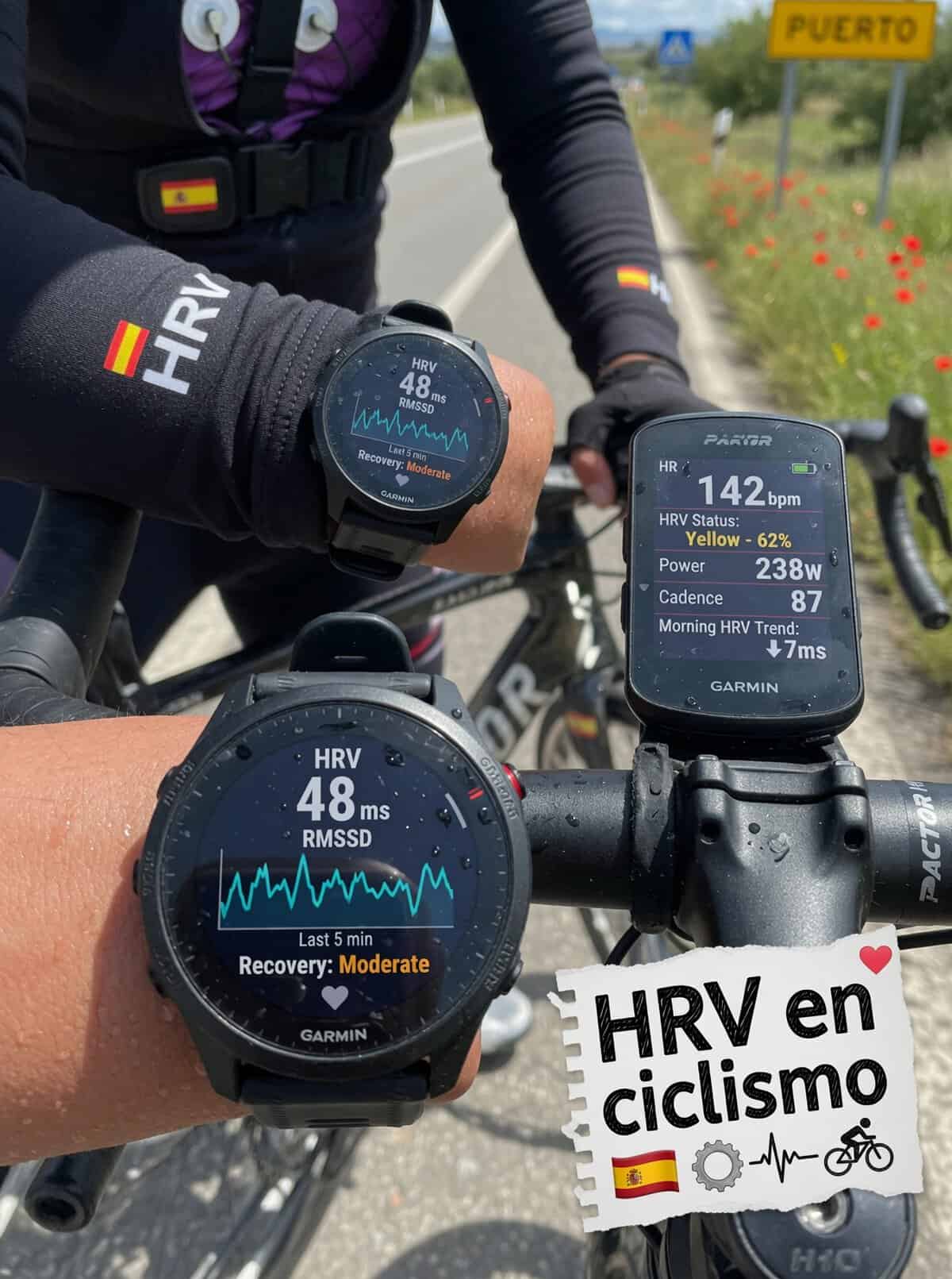 Gráfica de variabilidad de frecuencia cardíaca HRV en ciclista a lo largo de una semana de entrenamiento