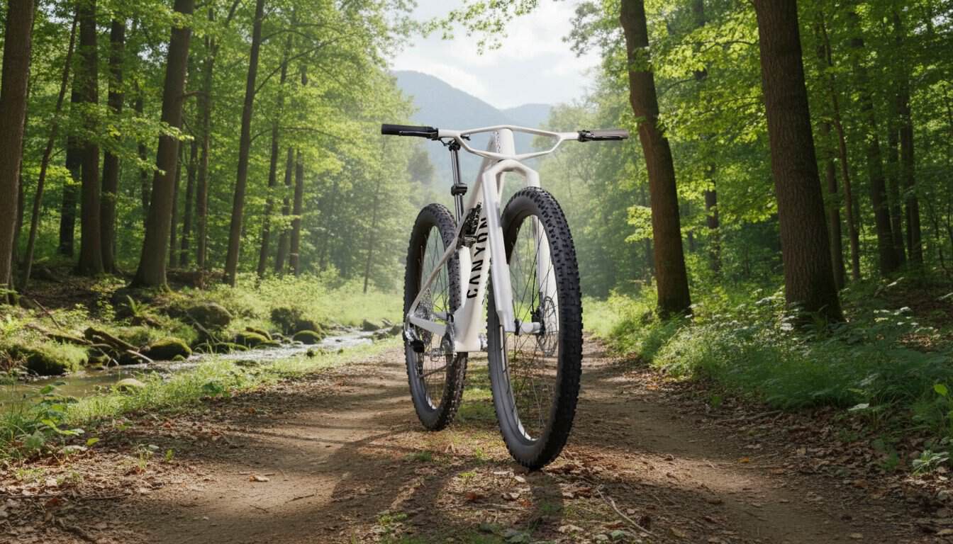 Horquilla invertida de la Canyon Lux Era, diseñada para mejorar la aerodinámica y la rigidez