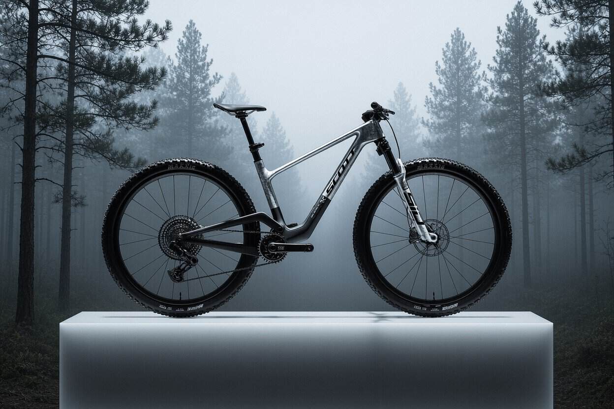 Scott Spark RC 2027 en acción — MTB XC en terreno técnico con cuadro Gen5
