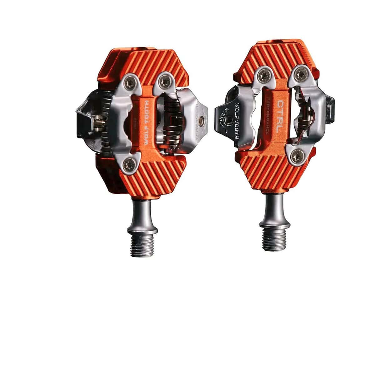 Pedal automático Wolf Tooth CTRL Performance SPD visto desde arriba — aluminio forjado y plataforma de 965 mm²
