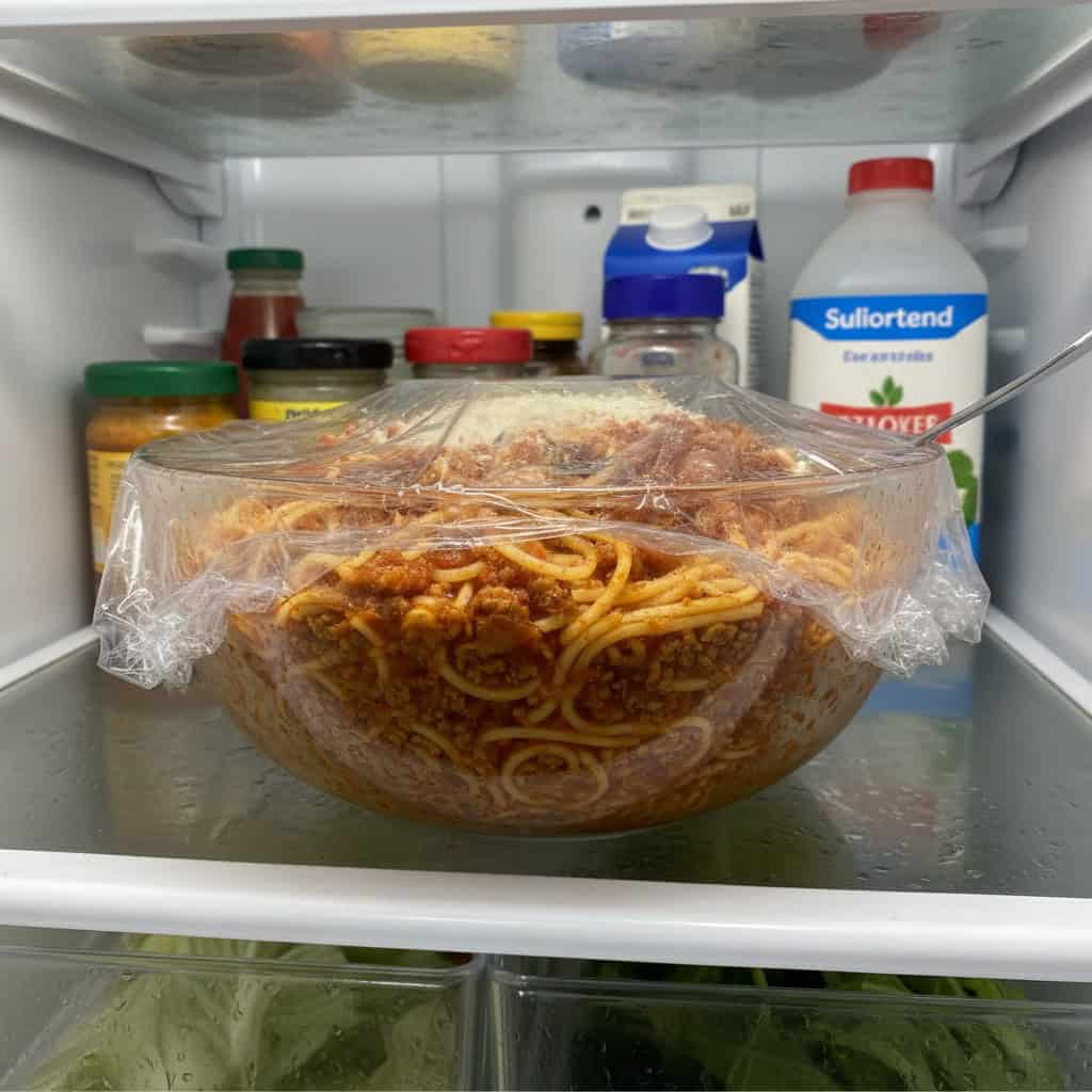 Pasta cocinada en recipiente hermético lista para congelar — conservación segura para ciclistas