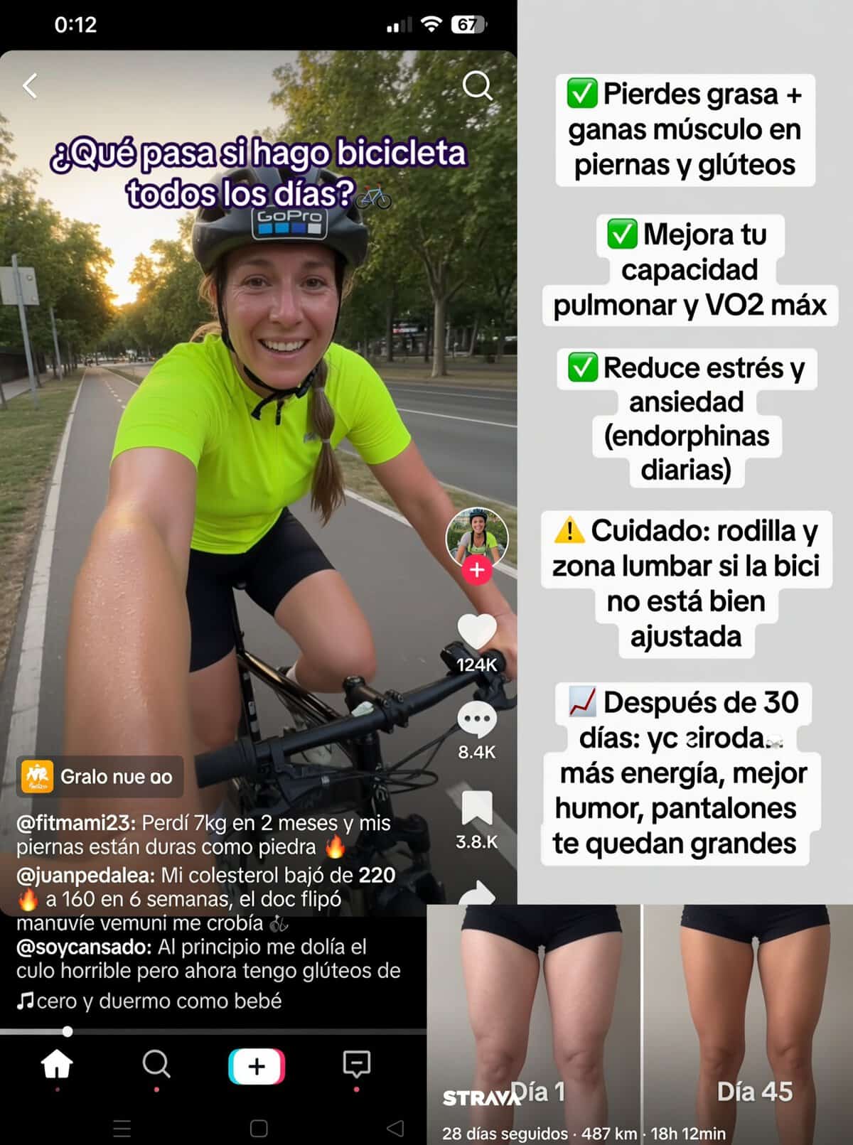 Ciclista pedaleando en carretera todos los días