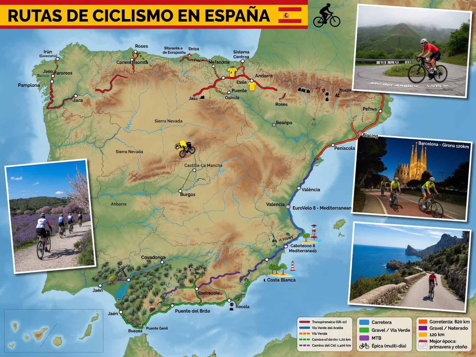 Rutas de ciclismo en España puertos míticos carretera escalada