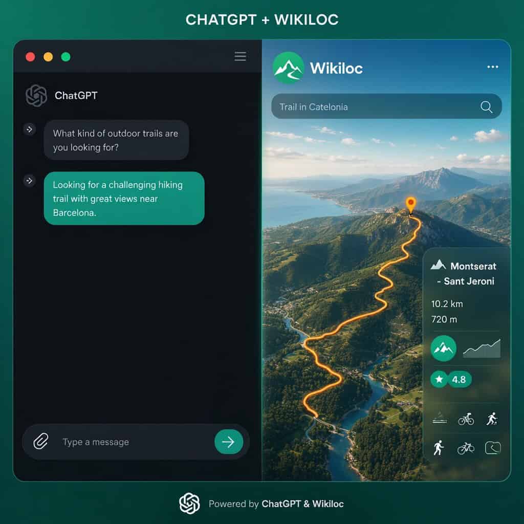 Búsqueda de rutas MTB y ciclismo en ChatGPT con Wikiloc