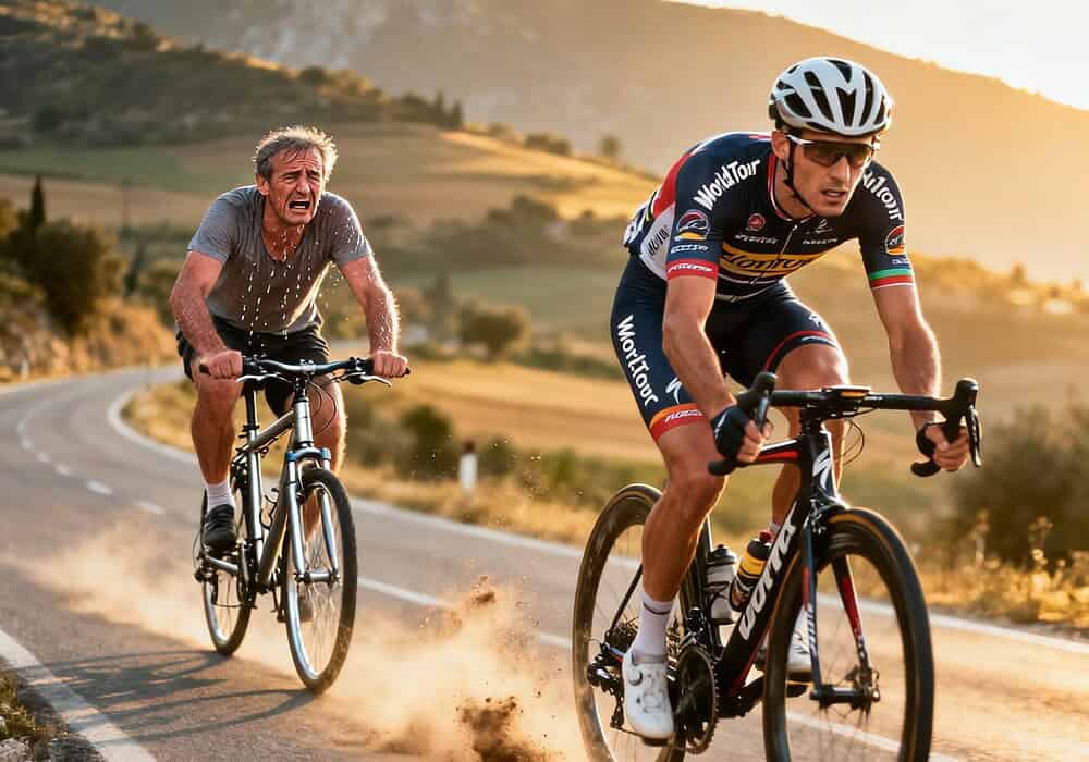 Experimento cuánto tiempo puede sacar un ciclista profesional a un aficionado en carrera