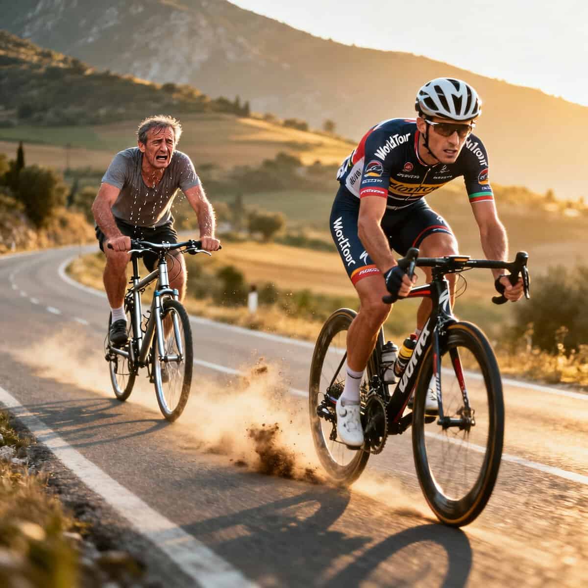 Experimento cuánto tiempo saca un ciclista profesional a un aficionado en carrera