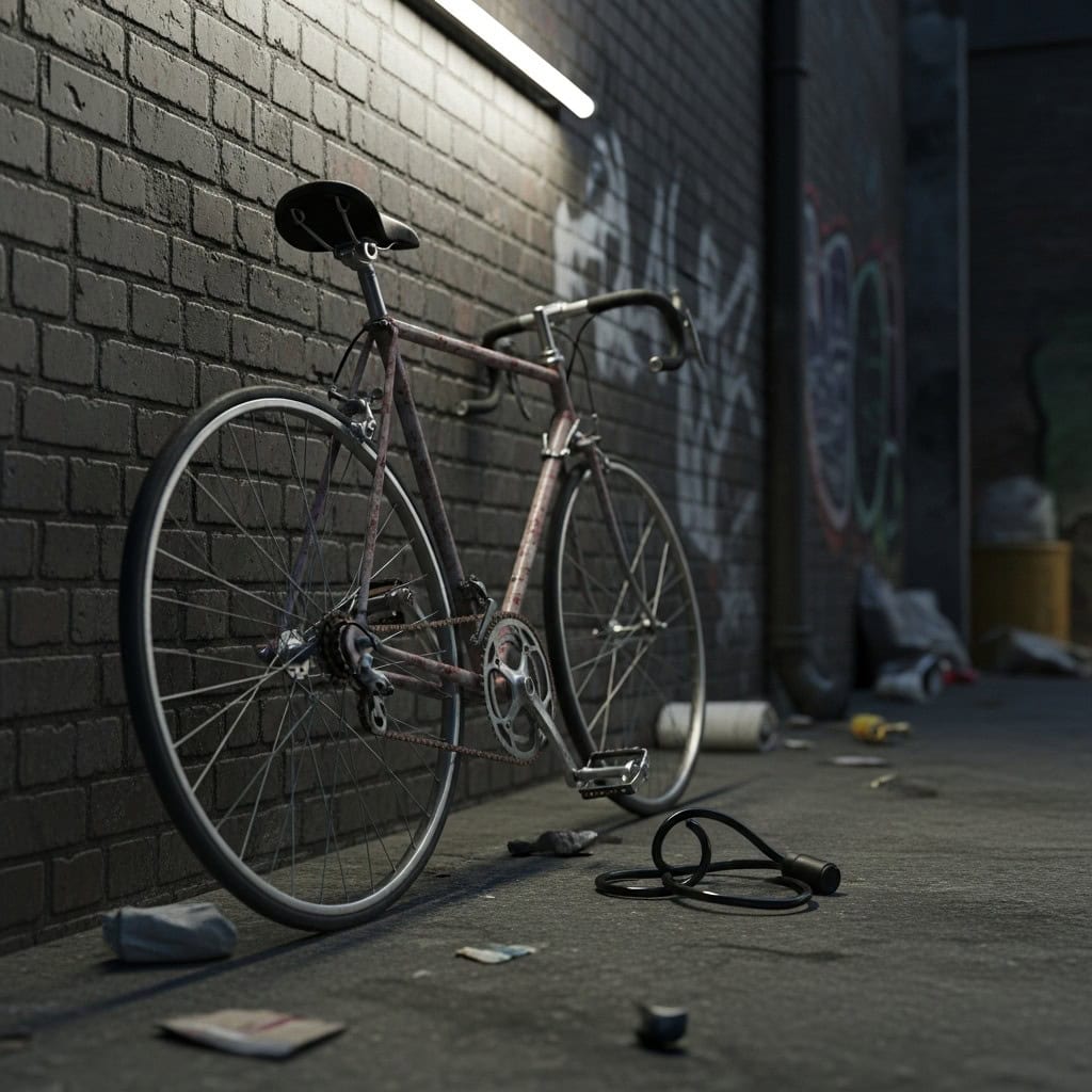 Bicicleta robada, solo queda el candado en la farola