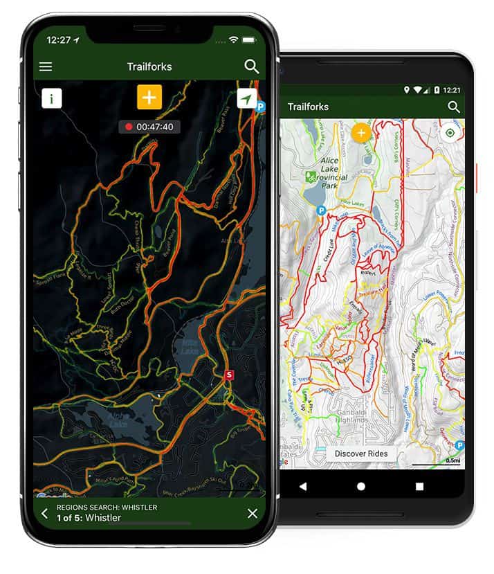 Mapa de calor de senderos MTB mostrando los más transitados según los usuarios de Trailforks
