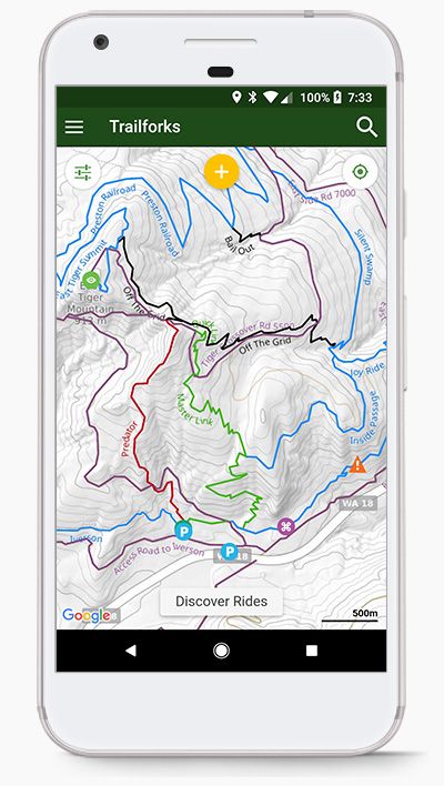 Mapas offline descargados en la app Trailforks