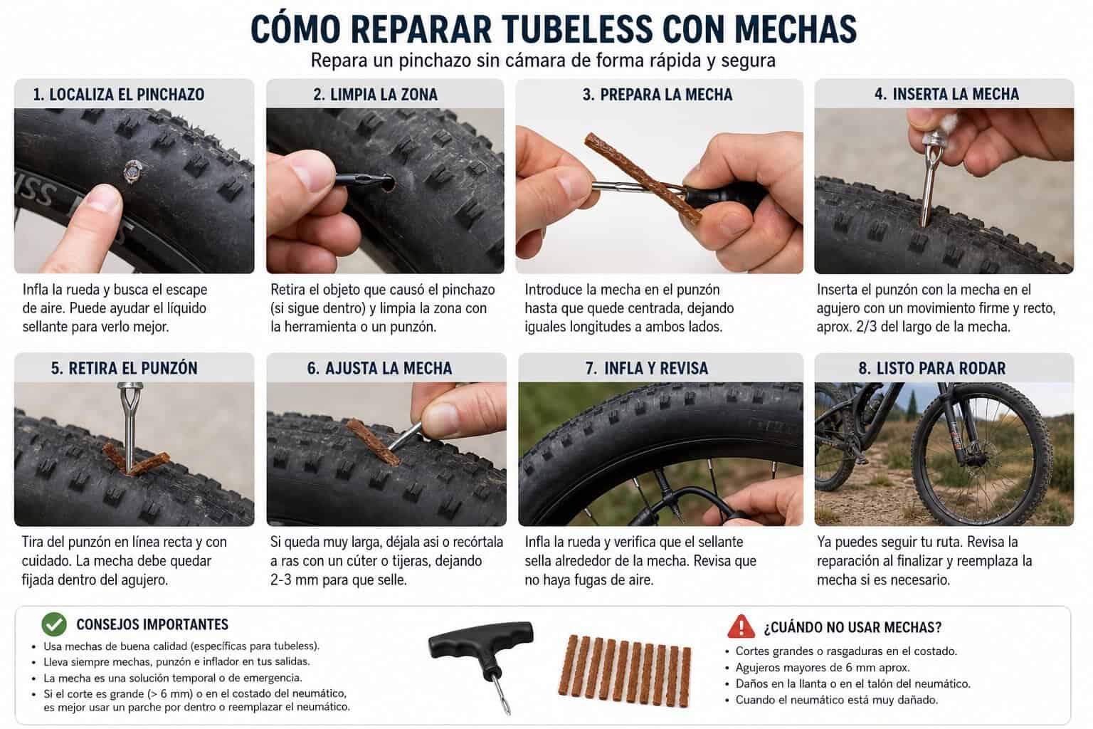 Kit de mechas para reparar un tubeless