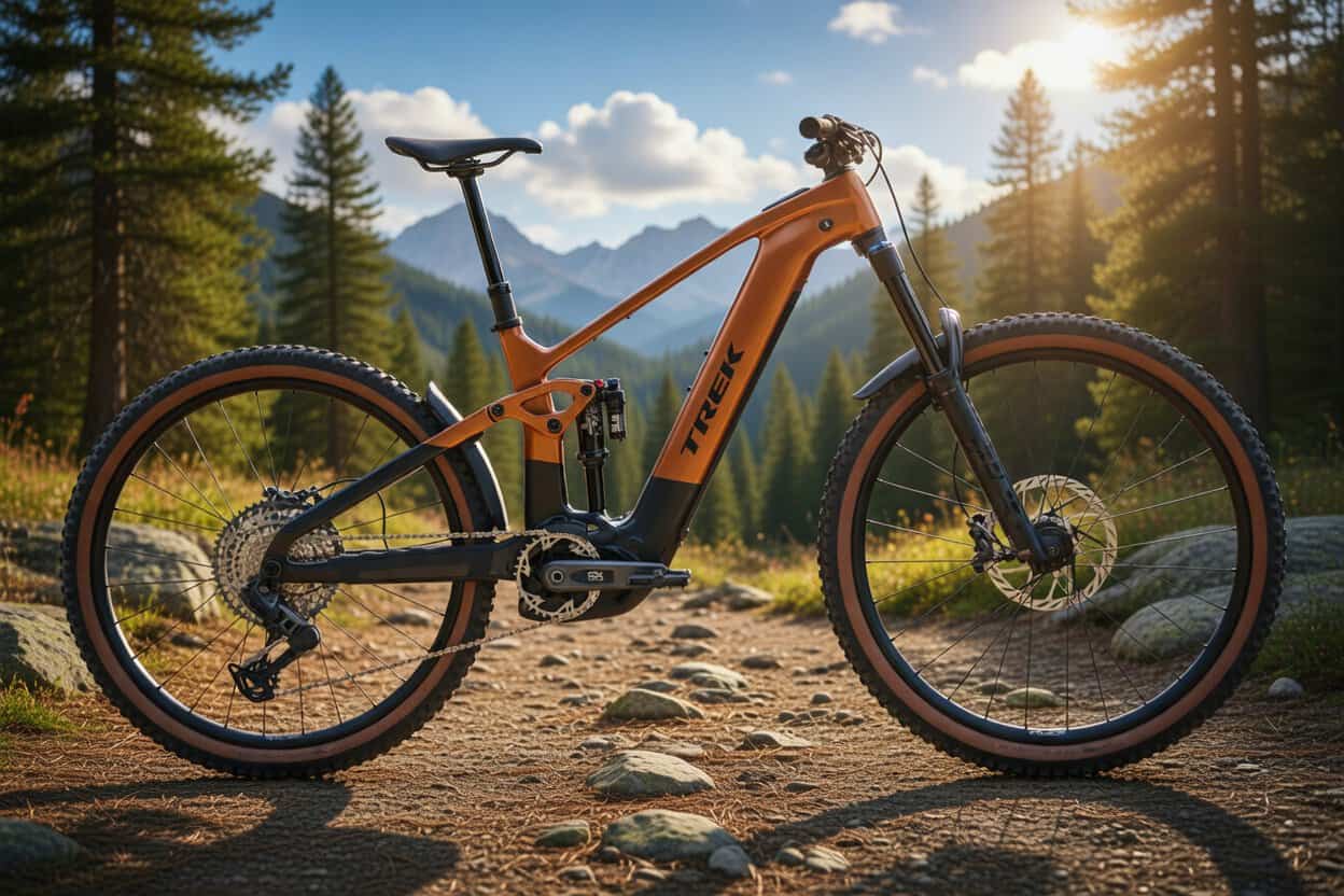 e-MTB circulando por un sendero forestal