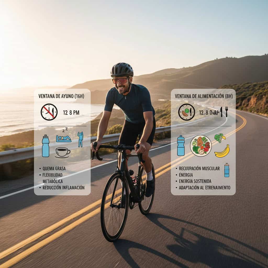 Ciclista aplicando protocolo de ayuno intermitente en su planificación semanal