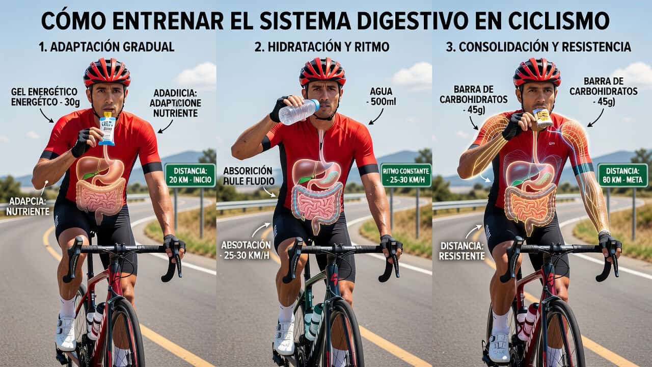Alimentos para entrenar el sistema digestivo en ciclismo: plátanos, dátiles y geles