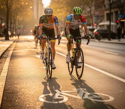 ciclistas circulando en paralelo