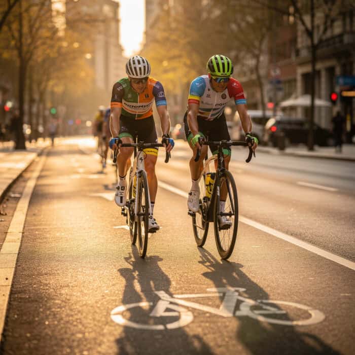 ciclistas circulando en paralelo
