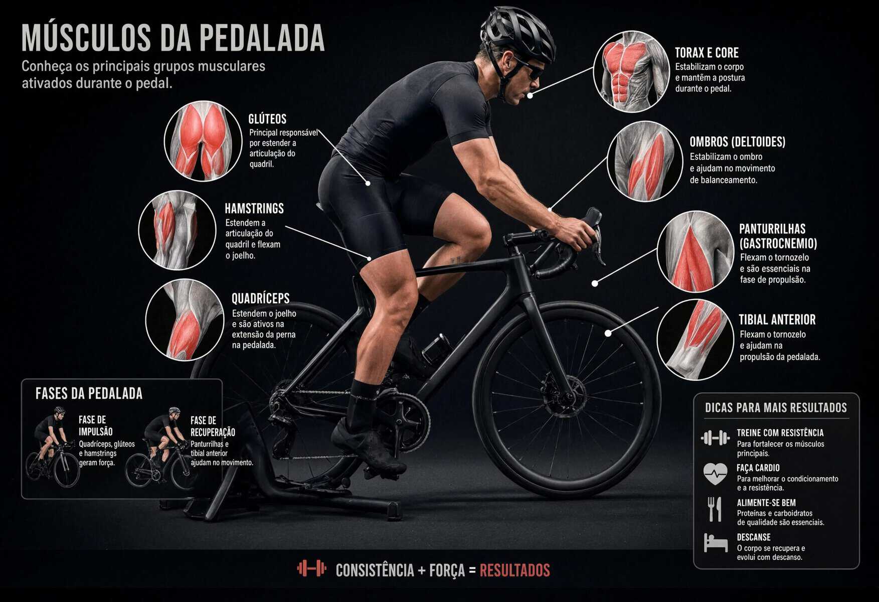 Coordinación muscular durante el ciclo completo de la pedalada